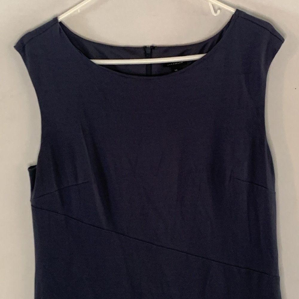 Ann Taylor steel blue sleeveless dress with asymmetrical panels Size 14 - Picture 2 of 9